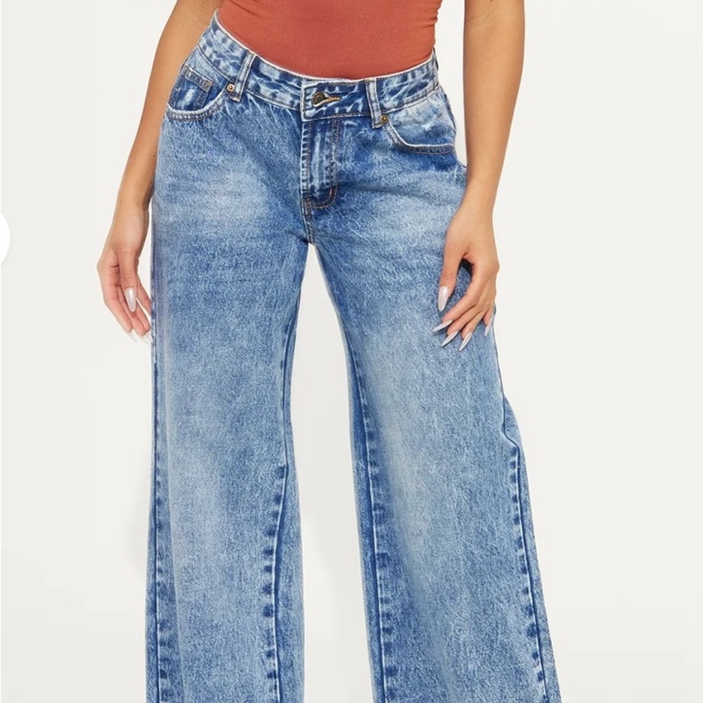 Fashion Nova Blue Flare Wide Leg Jeans